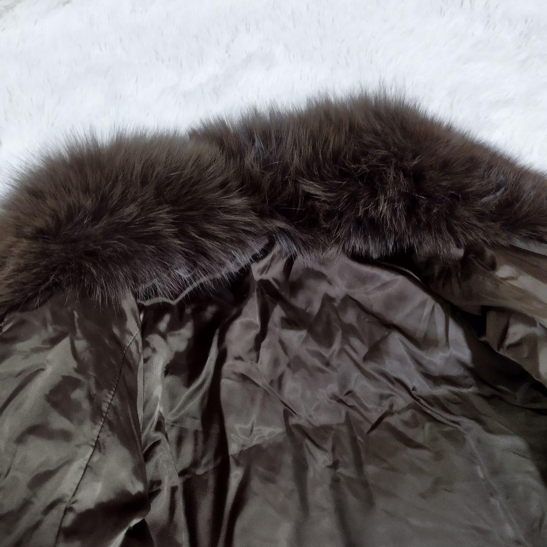 18190✨プラダスポーツ フォックスファー フレアダウンコート カーキ