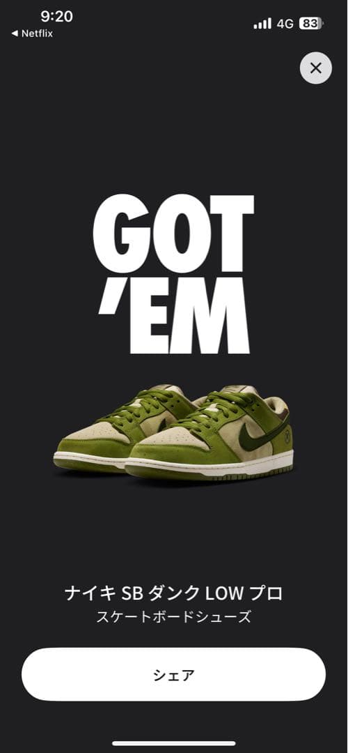 堀米 雄斗　抹茶ダンク　Dunk Low \"Matcha\" 27.5cm