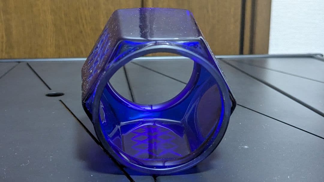 KIRIKO Globe 星矢来3面 瑠璃色 江戸切子 銘灯