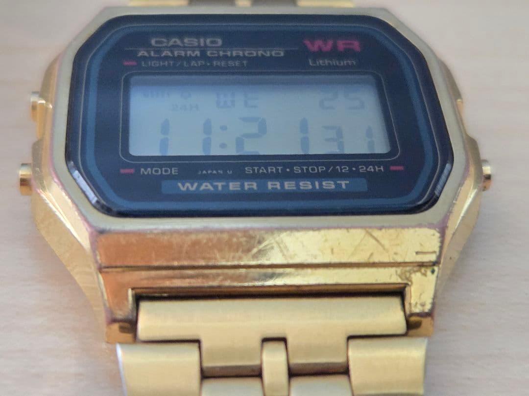 CASIO デジタル ウォッチ ゴールド 593 A159W JAPAN 腕時計 - メルカリ