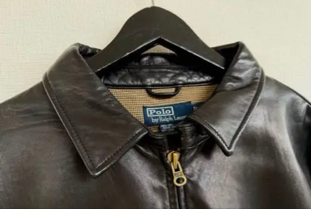 超スペシャル 90s ラルフローレン レザー ジャケット XXL ブラック 黒