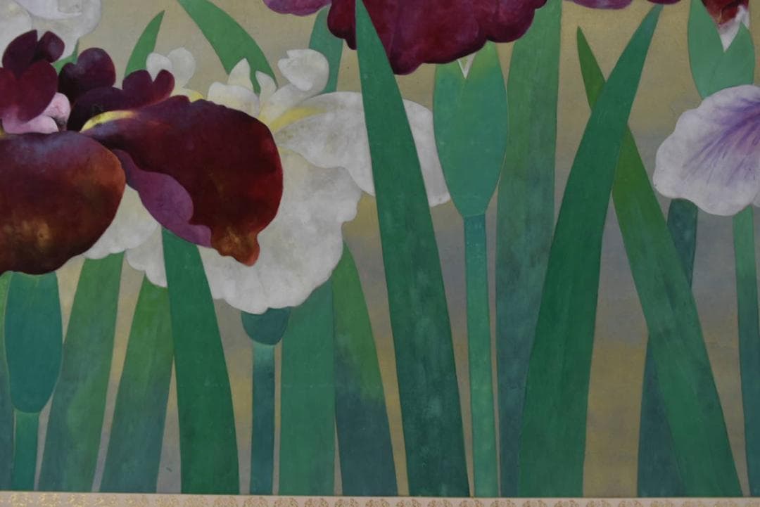 真作】曲子光男/花菖蒲図/大横物/掛軸/名家伝来/AA-229 - メルカリ