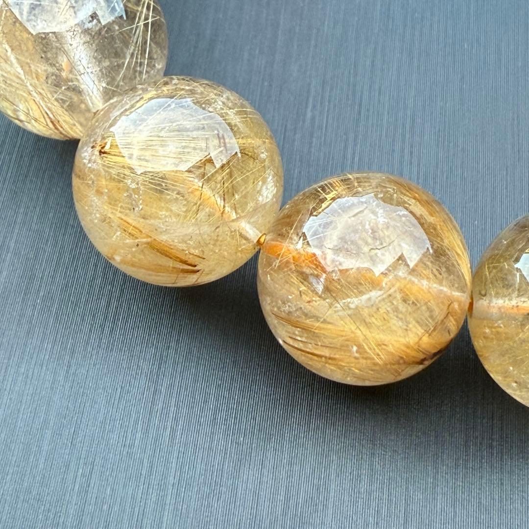 タイガータイチンルチルクォーツ 約14.6〜15.7mm A4675