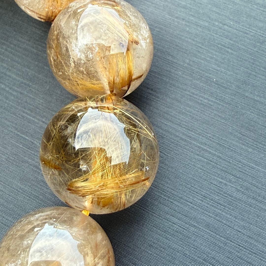 タイガータイチンルチルクォーツ 約14.6〜15.7mm A4675