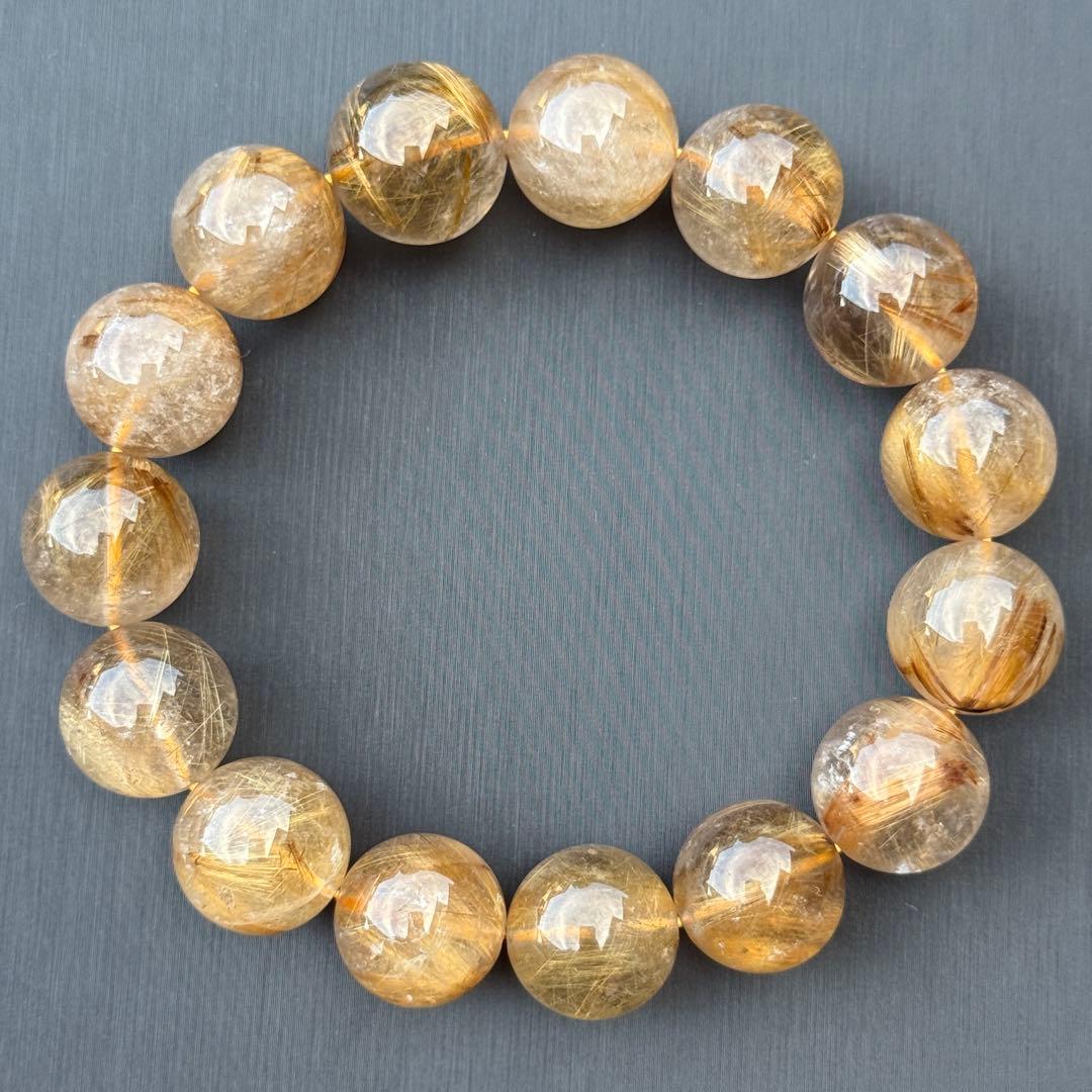 タイガータイチンルチルクォーツ 約14.6〜15.7mm A4675