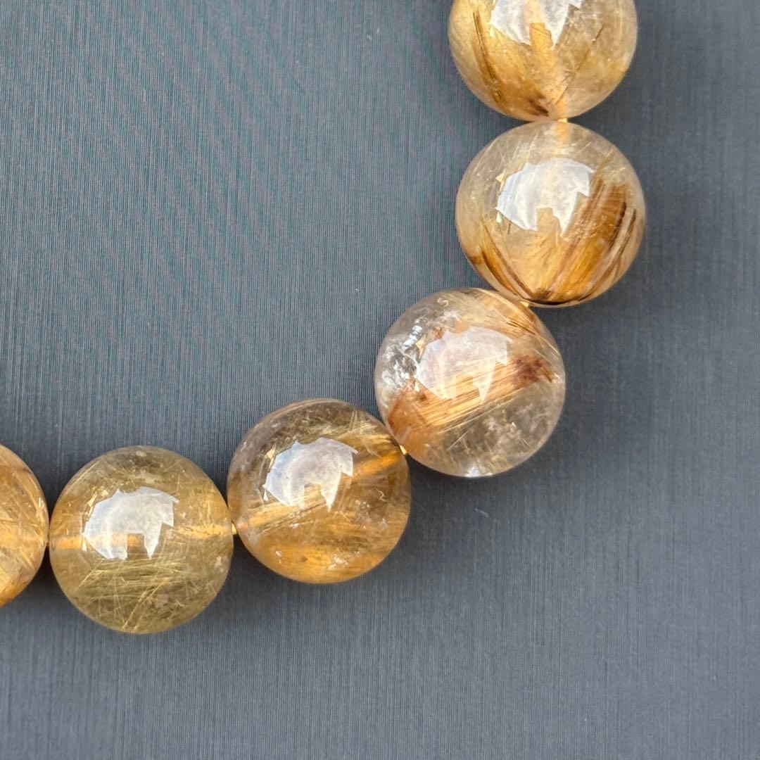 タイガータイチンルチルクォーツ 約14.6〜15.7mm A4675