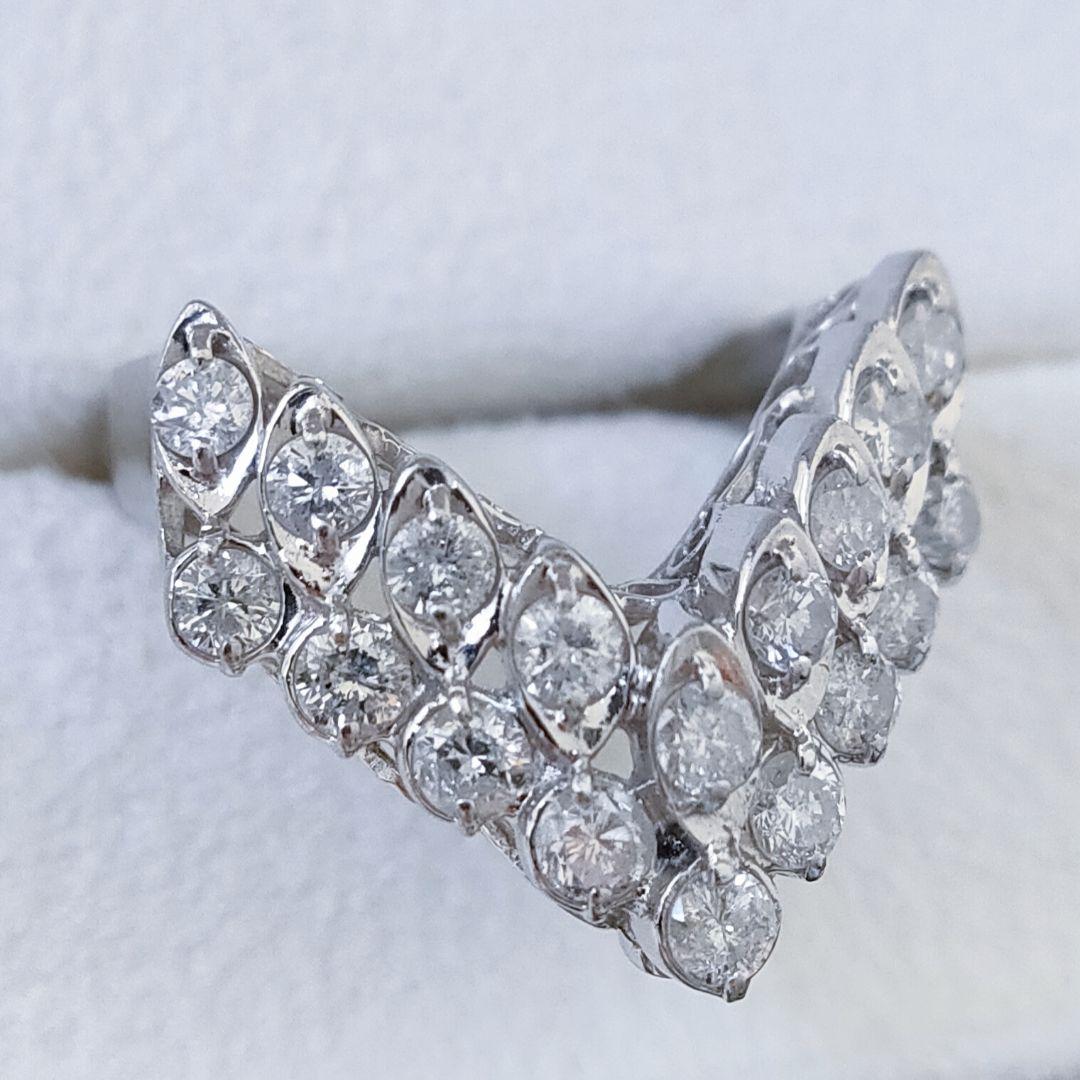 Pt900 ダイヤモンド V字 リング 1.00カラット鑑別書付き