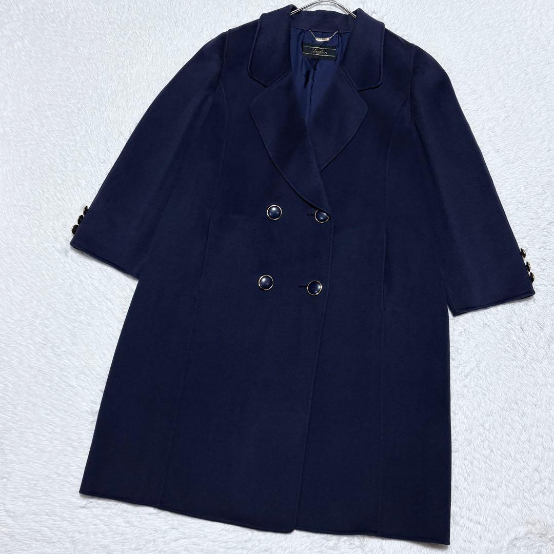 美品】レリアン 大きいサイズ ウール リバー コート 金ボタン 上品