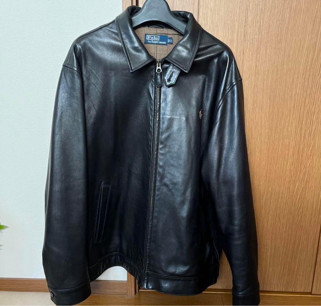 Polo by Ralph Lauren ブラックレザージャケット 中古・古着通販】POLO RALPH LAUREN (ポロ・ラルフローレン) レザー