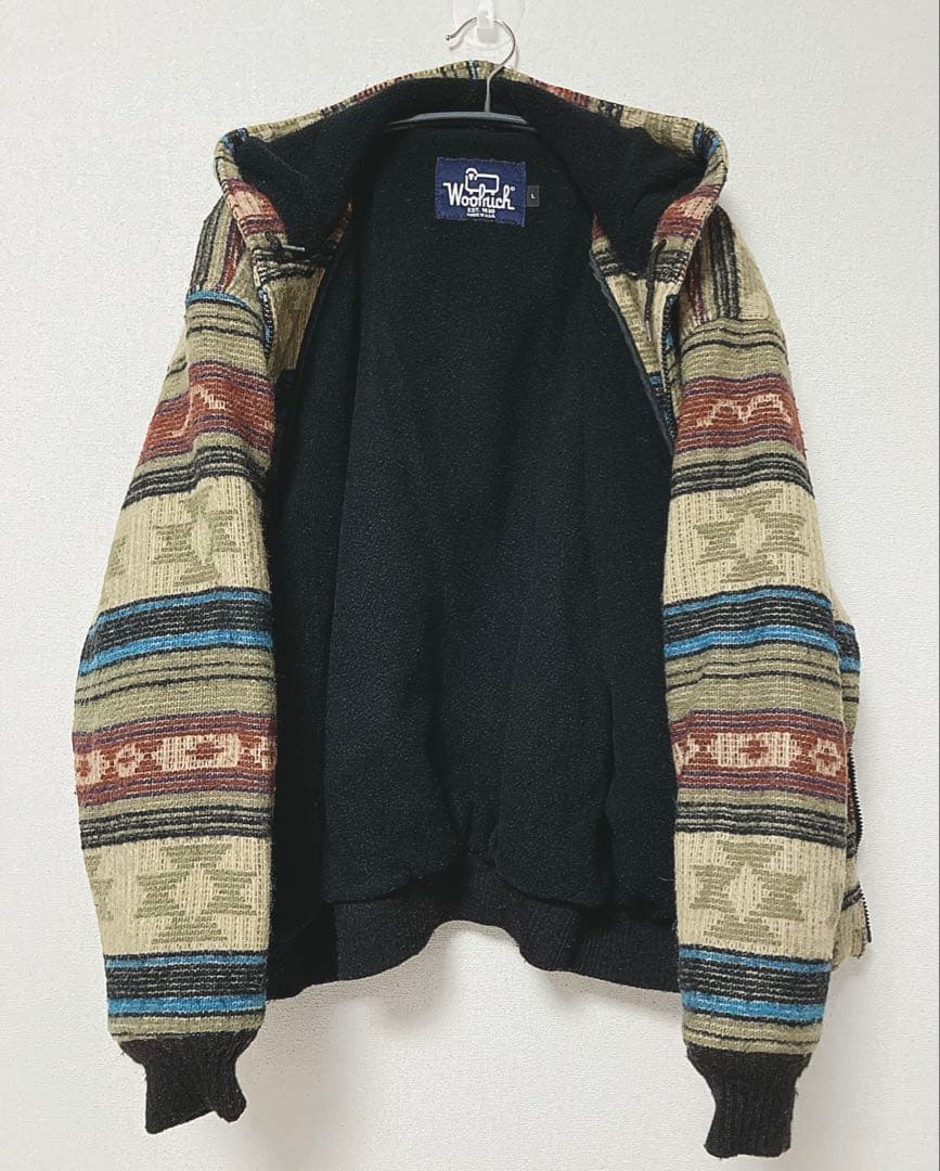 80s90s USA製Woolrichネイティブ柄 裏地フリースジャケットウール