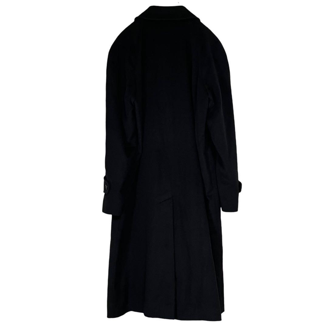カシミヤ100%×大きいサイズ】マキシ丈 比翼ロングチェスターコート 黒