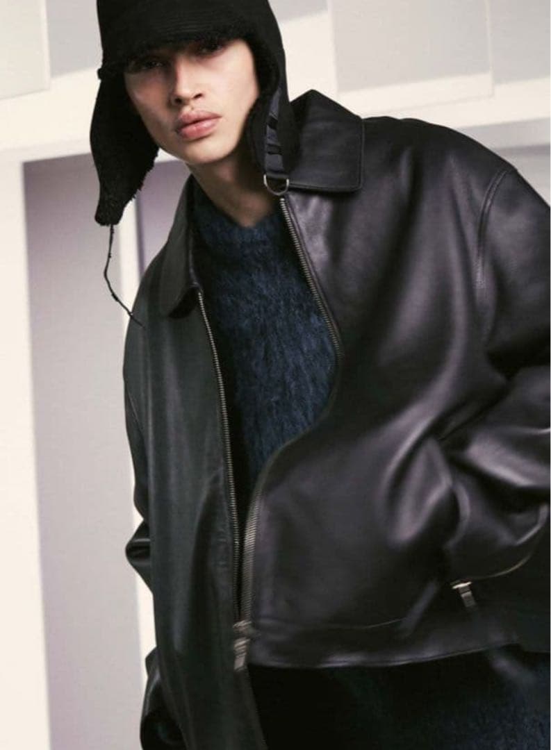 山田涼介着用✨ラムレザープライムオーバー襟付きシングルライダース