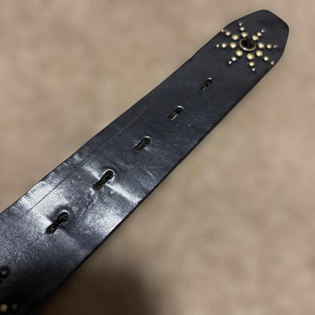 HTC ピーナッツ スティングレイ レザースタッズベルト ブラック ブラス