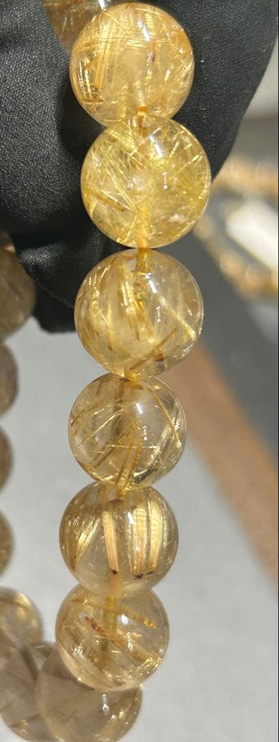 ゴールド　ルチル　クォーツブレスレット　14mm 66.3g