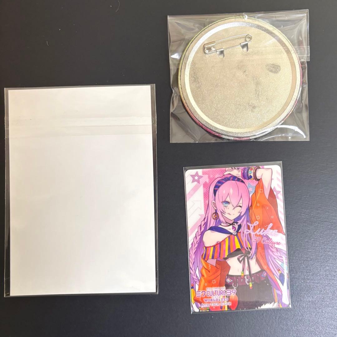 39culture 2020 巡音ルカ 缶バッジ 特典ブロマイド カード/赤倉