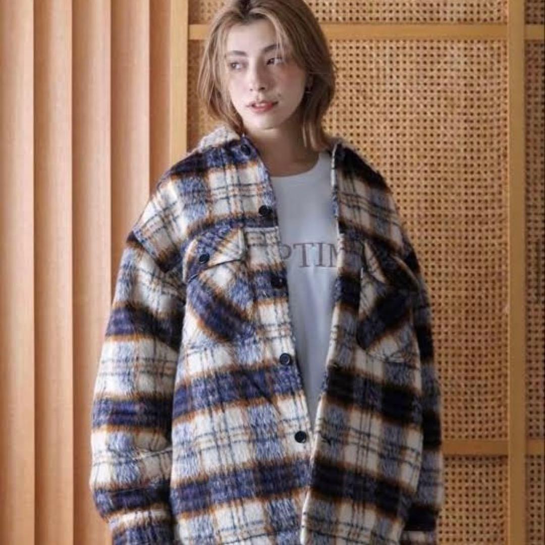 NAPTIME チェック中綿ジャケット Mサイズ アイボリー