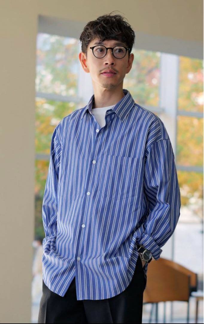 定価15800円 SO 大山シュン ストライプレギュラーカラーシャツ Mサイズ