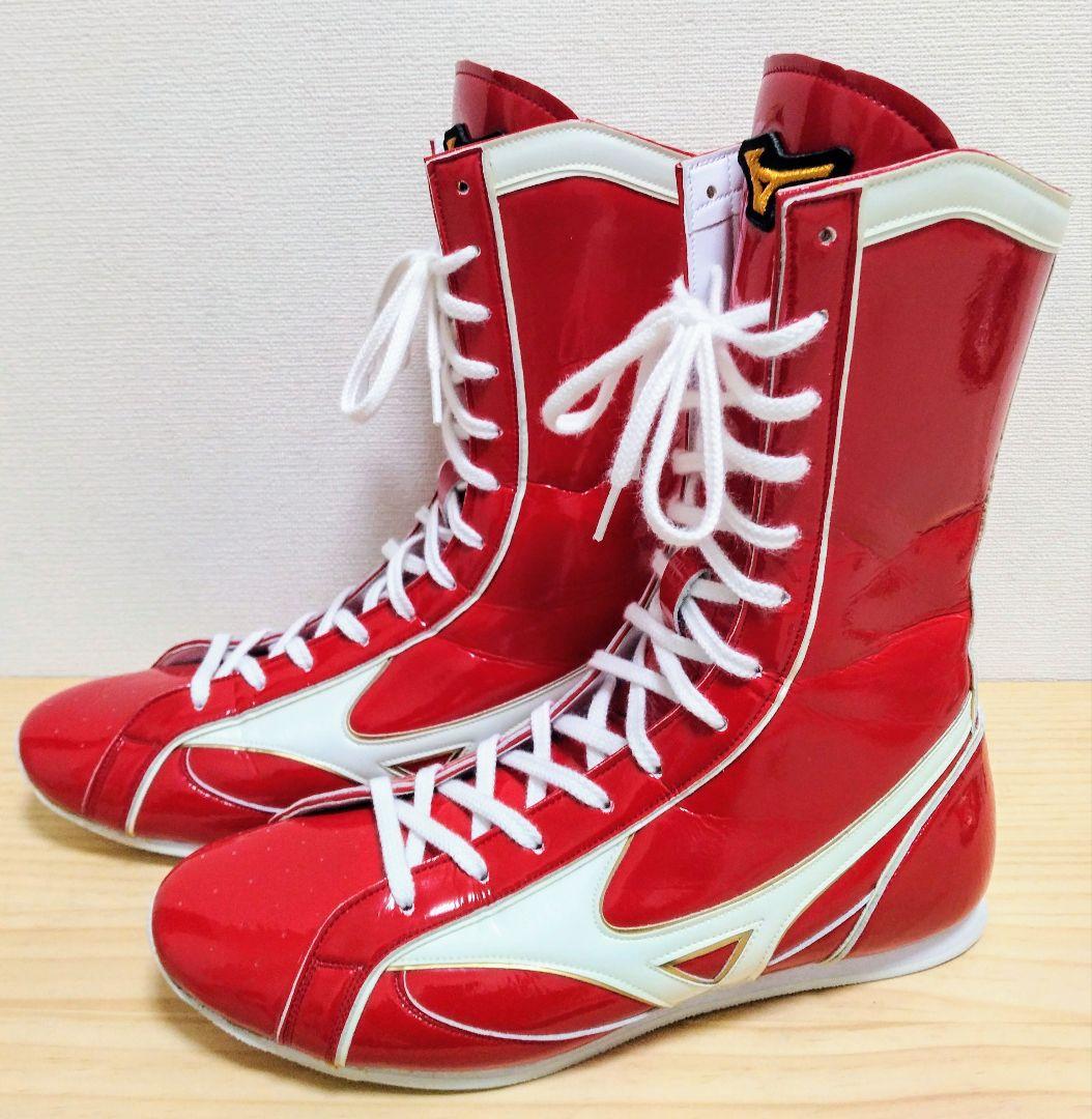 完全別注】ミズノボクシングシューズ オールエナメル仕様 赤 26.5cm