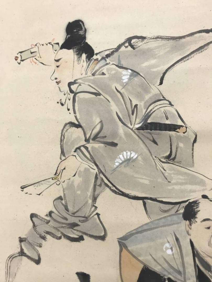 【真作】渡辺東山/忠臣踊図/人物図/掛軸/名家伝来/AC-536