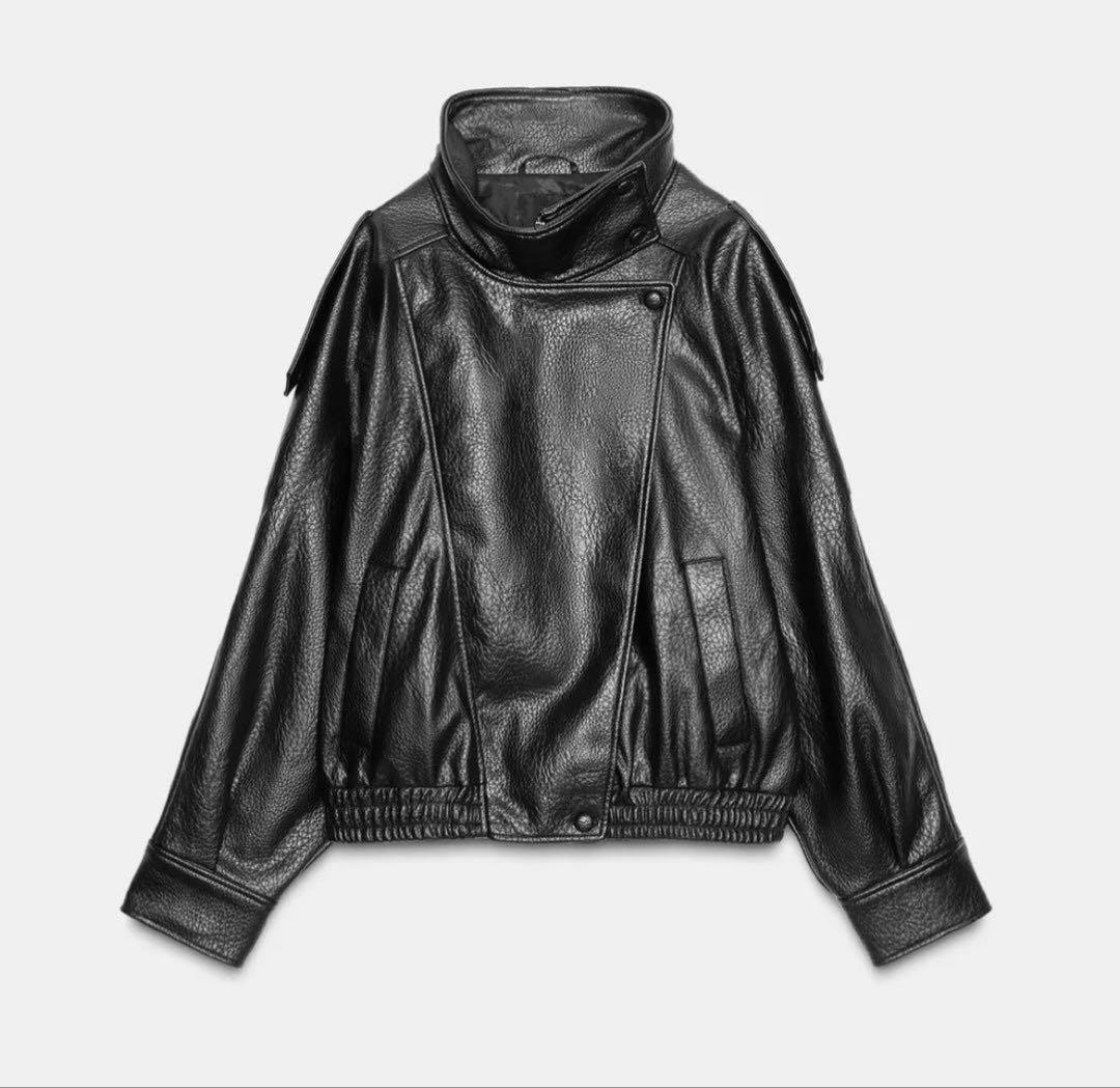 ZARA フェイクレザージャケット ブラック XS - メルカリ