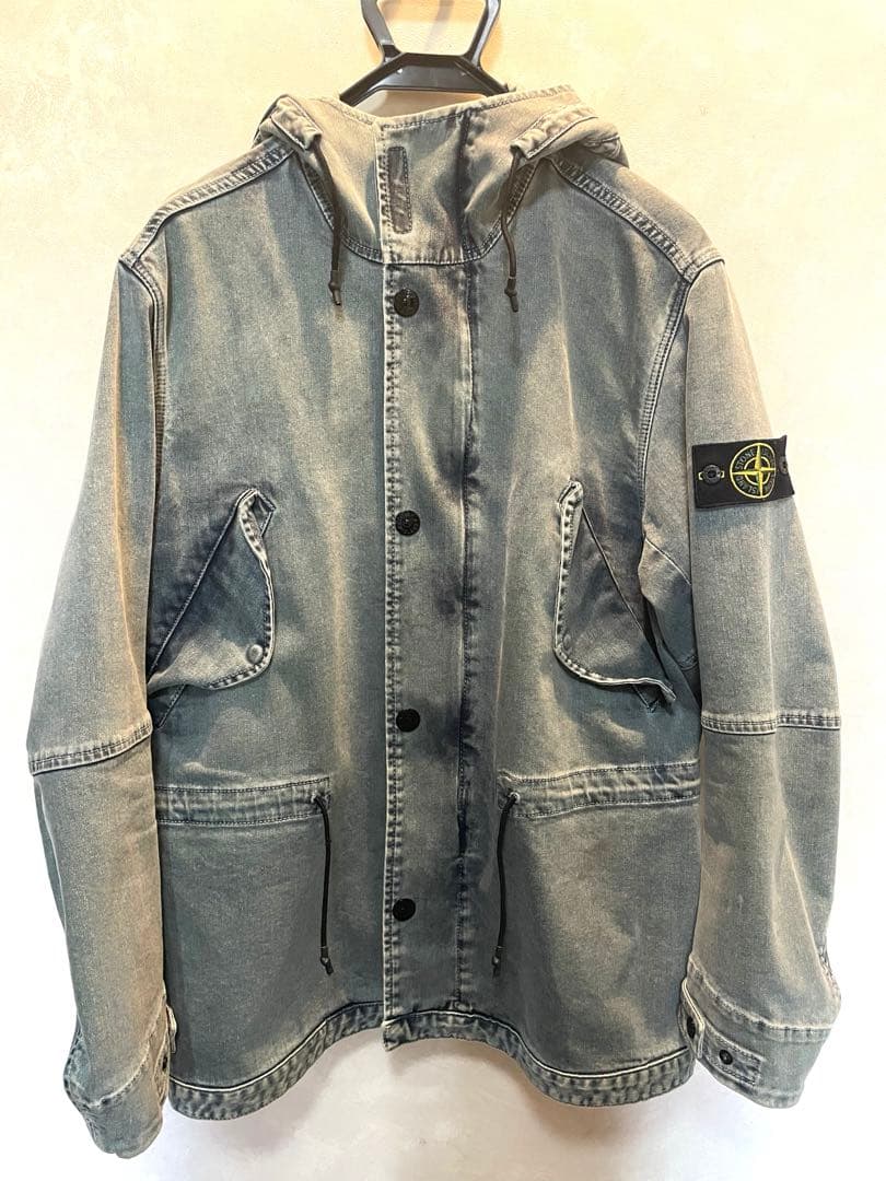 ジャケット・アウター Stone  Denim Parka jacket M Stone Island 2018 Foam Resin Treated Denim Parka Jacket - Large