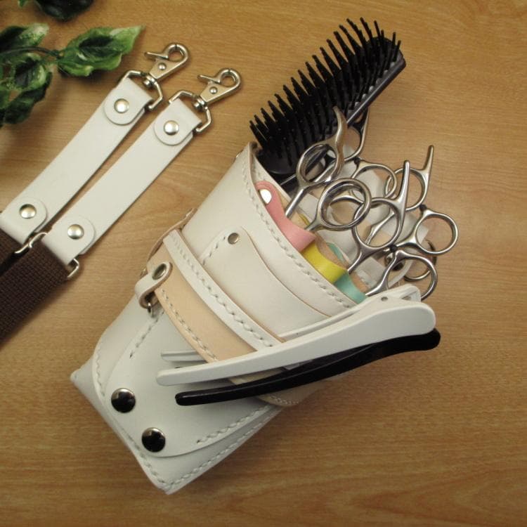 ホワイト＆カラフル 6丁差し 本革シザーケース SCA-100/CWE - メルカリ