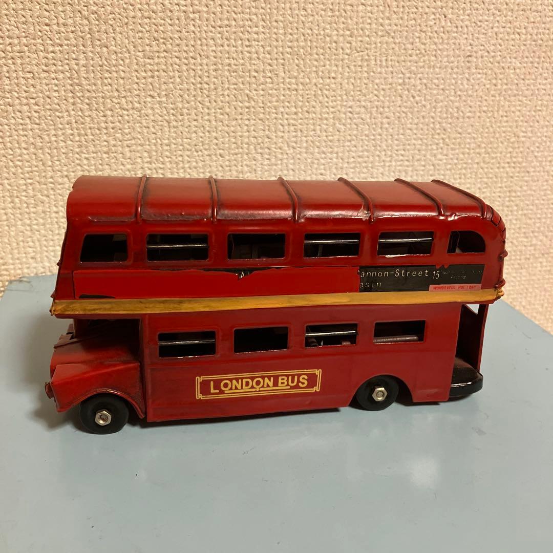 ブリキ製ロンドンバス ミニカー 昭和レトロ感 喫茶店感 お洒落な