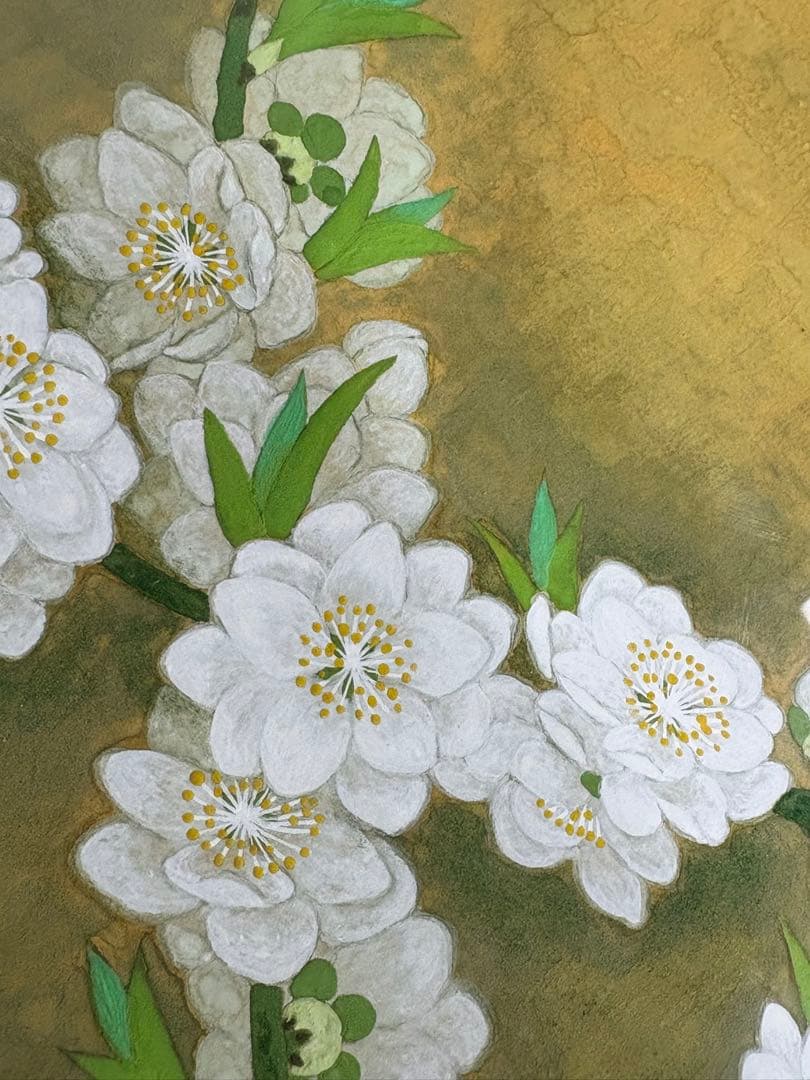 「春光」　土肥武雄　絵画　日本画　鳥　花