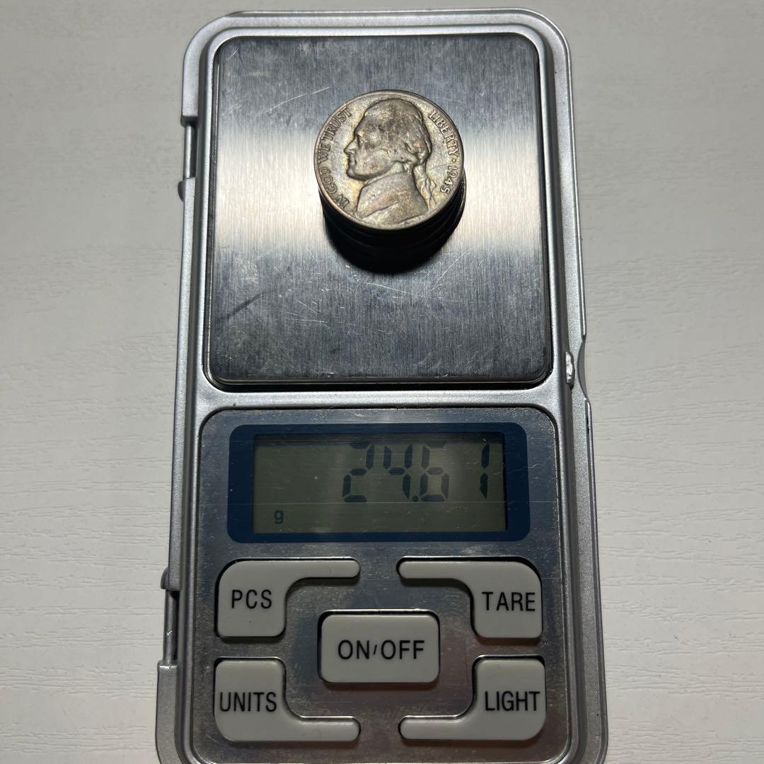 ウォータイム・ニッケル 銀貨 アメリカ ジェファーソン 5セント 銀350