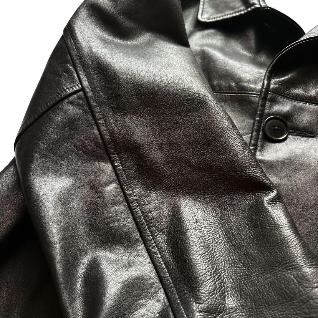 希少 ラルフローレン レザーカーコート M ブラック 90s スイングトップ