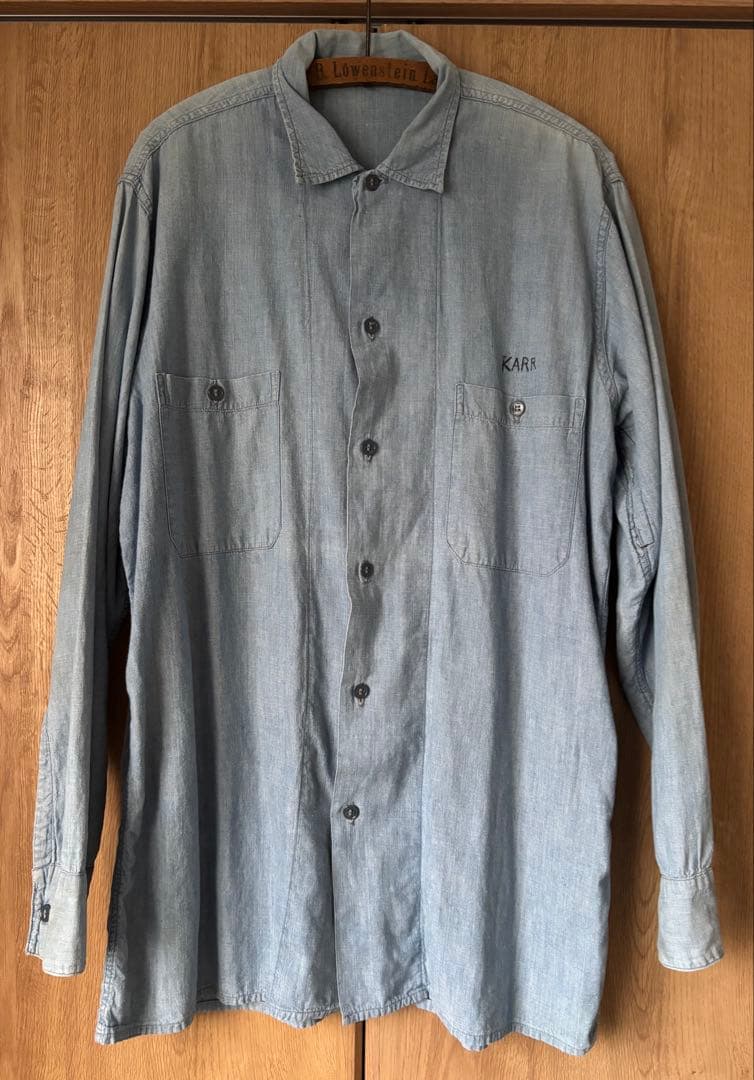 50s 60s ヴィンテージ 希少 レア 耳付き シャンブレー シャツ US NAVY Chambray Shirt 60s 耳付き シャンブレーシャツ ボックスシル