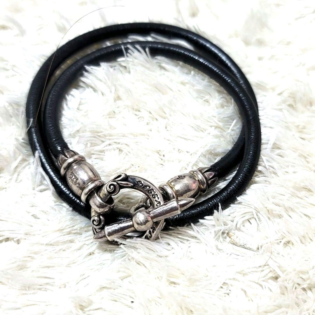 美品 アルテミスクラシック 2連 ブレスレット チョーカー レザー SV925 美品 アルテミスクラシック 2連 ブレスレット チョーカー レザー SV925