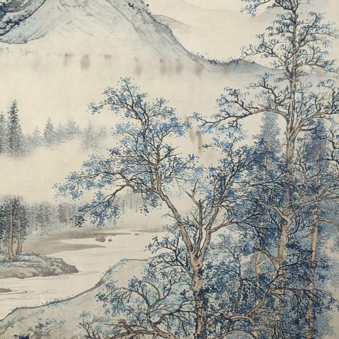 陳少梅 山水画 掛け軸 中堂 小邨山景図 中国画 サイズ：77×175cm