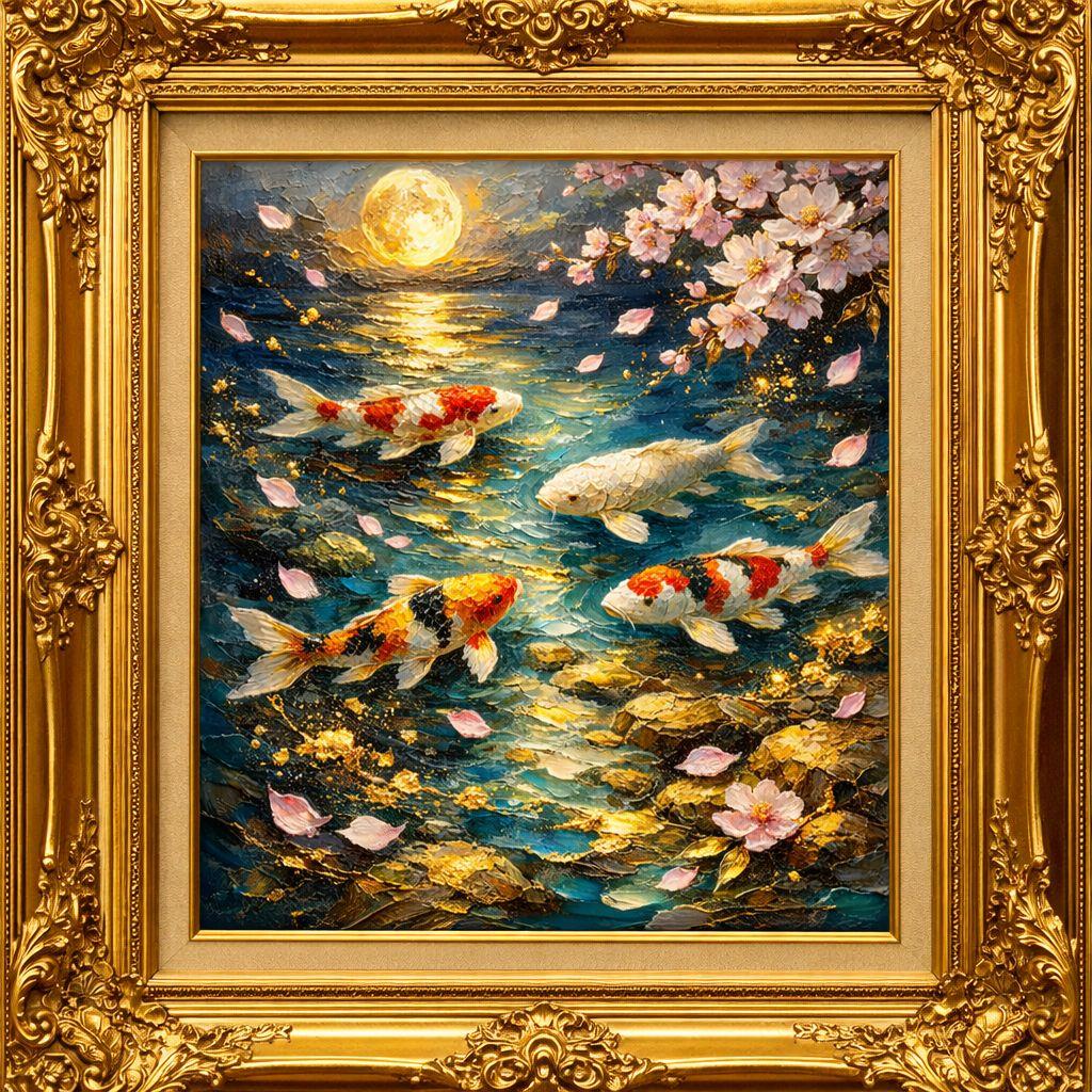 特級呪物 錦鯉 飛躍 金運上昇 占い 霊石 開運アート 絵画 高波動 願望