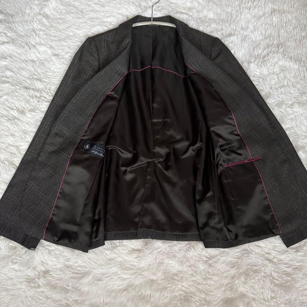 美品✨15号 HILTON セットアップ スーツ ダークグレーチェック洋服の青山