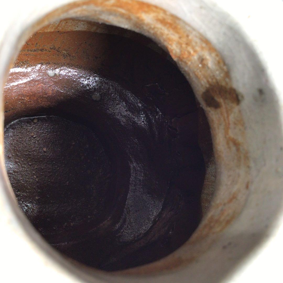 N605 扁壺 『益子窯 木村充造』『青釉流文』『花生』 共箱 花器