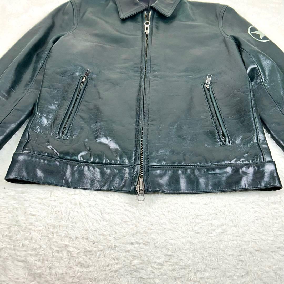 希少カラー 291295=HOMME カウハイド シングルライダース グリーン