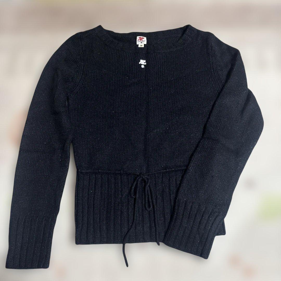 クレージュ　ブラック ラメ　長袖セーター サイズ38 Y2K antiqua（アンティカ） 星空ラメニット ニット レディース トップス