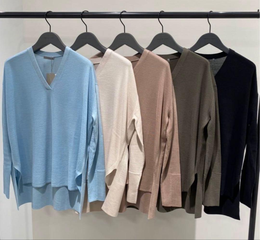 セオリーリュクス　ウール　ニット　セーター　Vネック　レディース セオリーリュクス ニット セーター ウール シルク混 Vネック ピンク