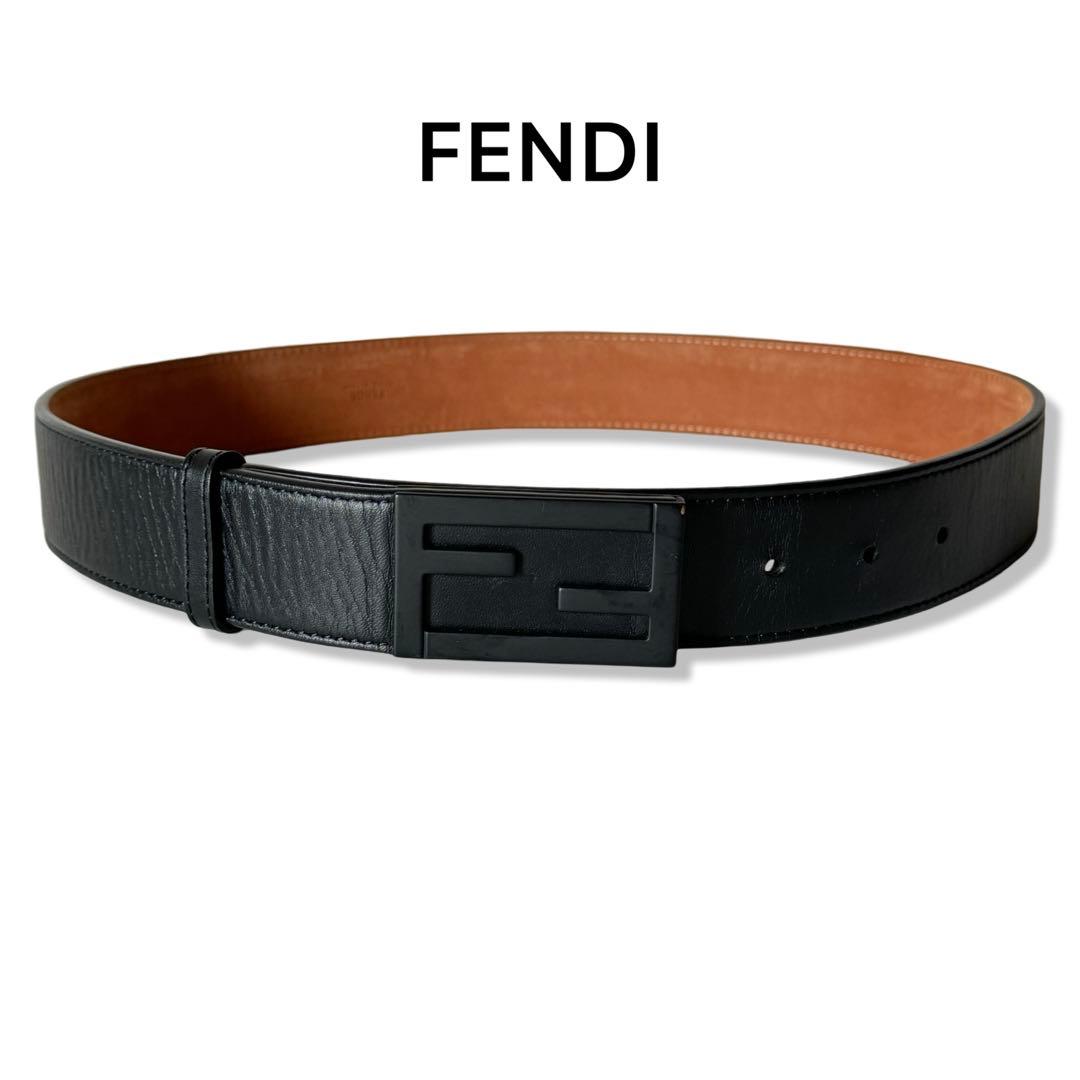 FENDI フェンディ レザー FF 85 ベルトブラック メンズ フェンディ メンズ ベルト FENDI ブランド リバーシブル FFバックル