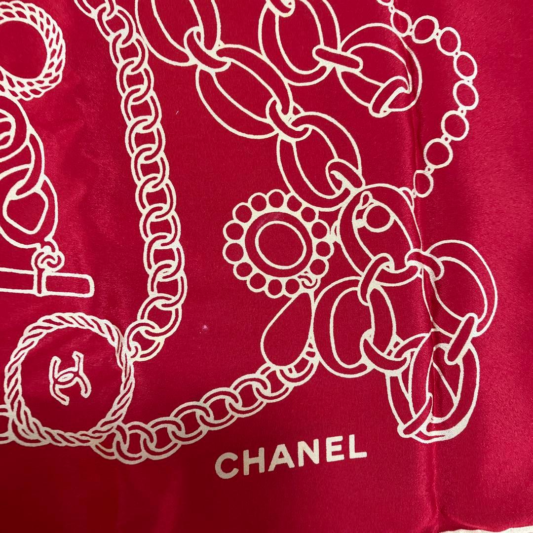 希少 美品 CHANEL シャネル チェーン柄 シルクスカーフ 83×83cm - メルカリ