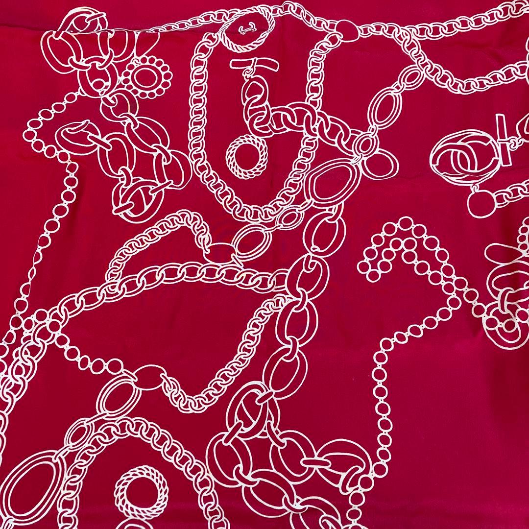 希少 美品 CHANEL シャネル チェーン柄 シルクスカーフ 83×83cm - メルカリ