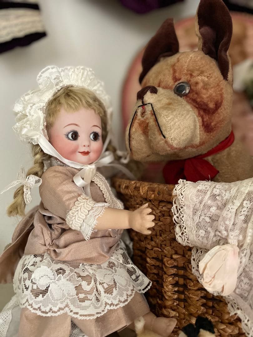 ヴィンテージ♡AM323 グーグリーちゃんリプロの子♡アンティークビスクドール アンティーク スクエア作 / リプロダクションドール 【グーグリー