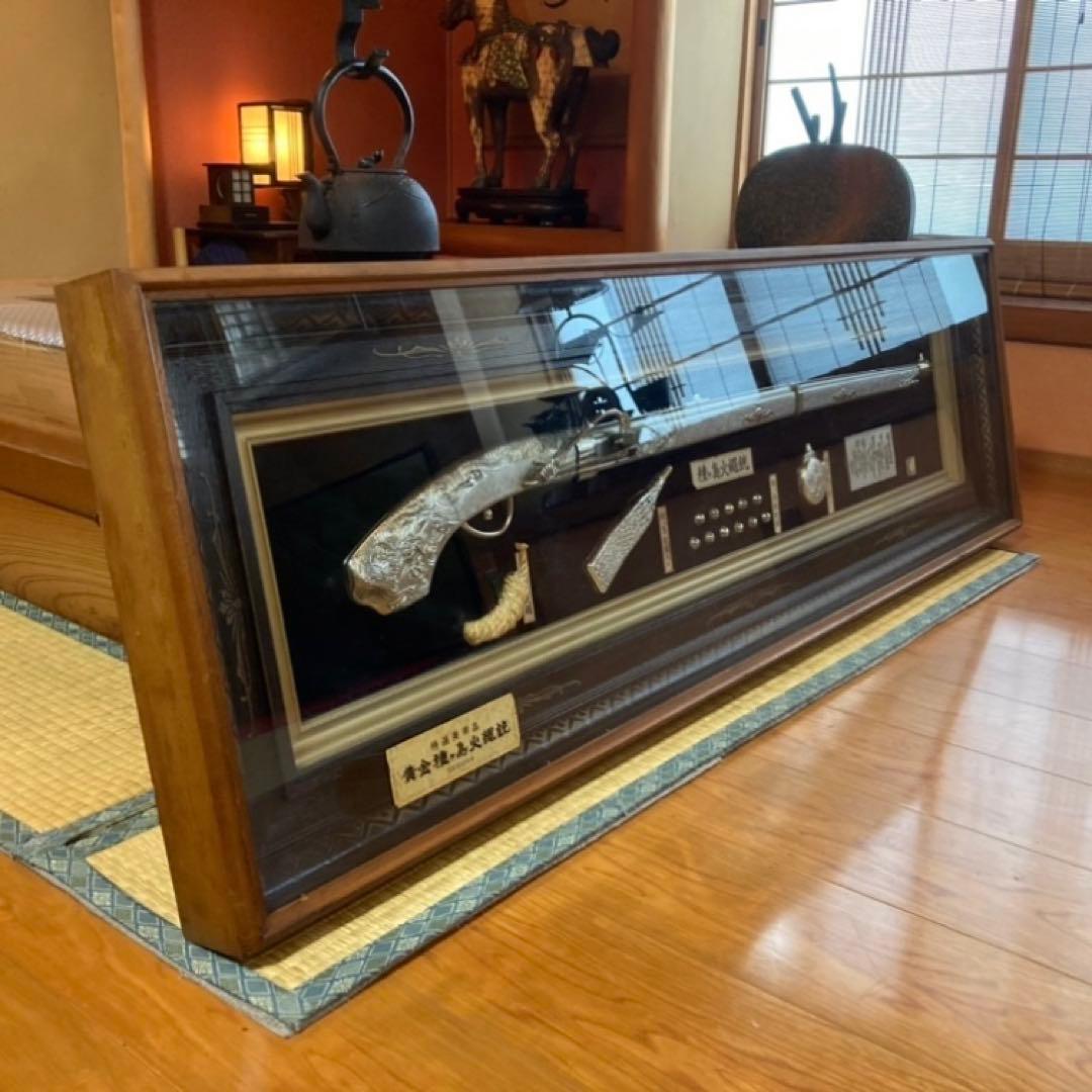 黄金種子島火縄銃 レプリカ 額装 壁掛け オブジェ ディスプレイ レトロ
