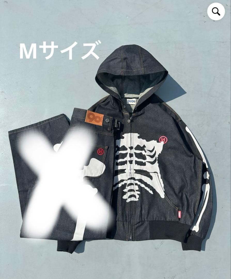 9090 Bone Rigid Denim Zip Hoodie Mサイズ Bone Rigid Denim Zip Hoodie – YZ