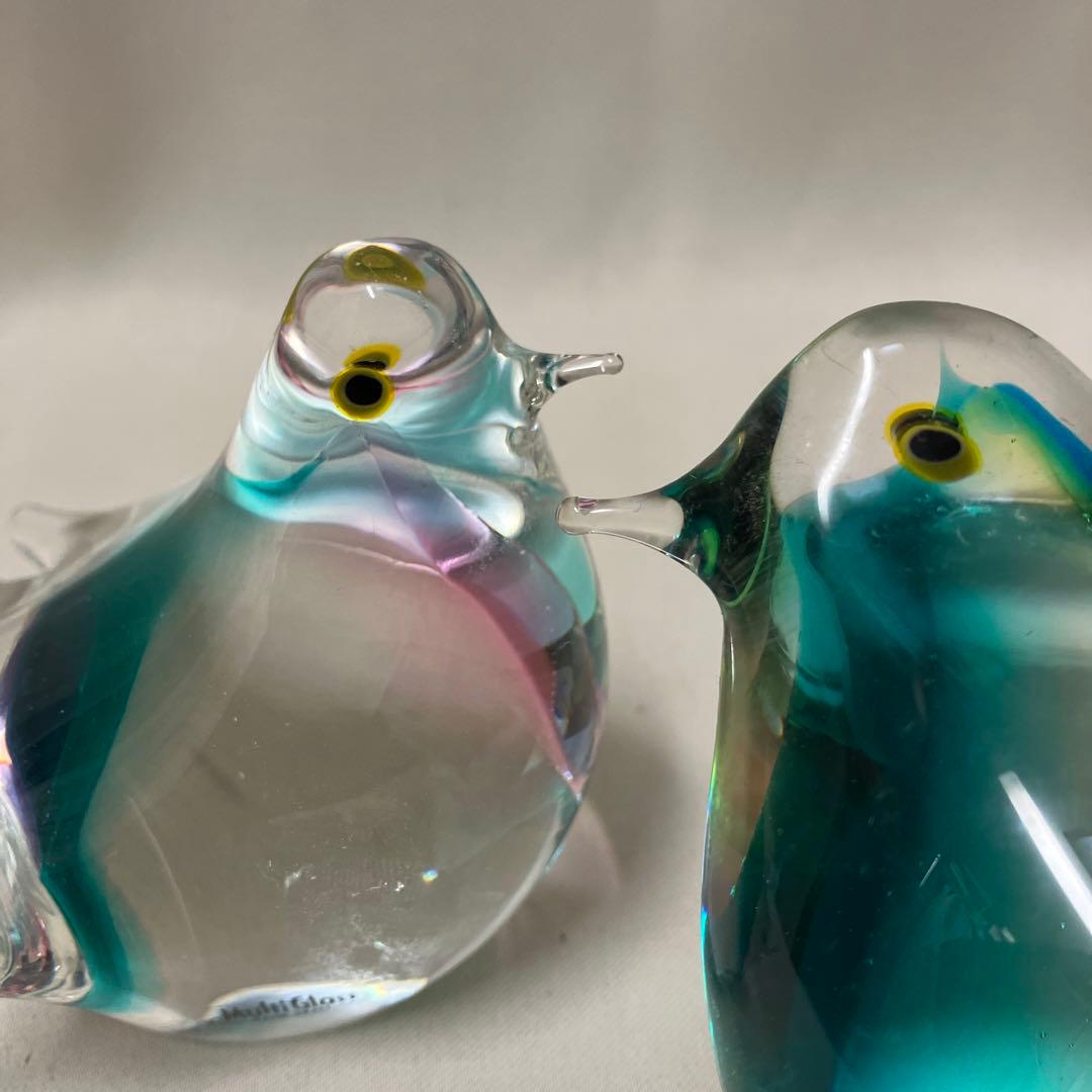 Multi Glass マルティグラス 鳥置物 ペア 伝統工芸 ガラス置物 - メルカリ
