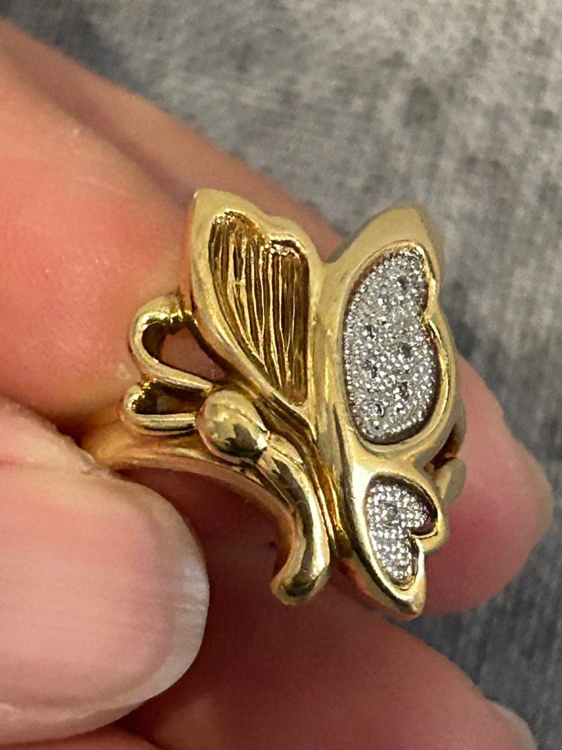 金 プラチナ コンビバタフライダイヤモンドリング プラチナ ゴールド バタフライ ダイヤ リング ダイヤモンド 蝶