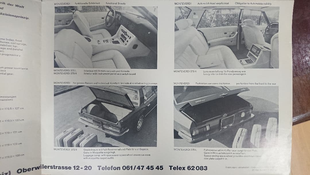 希少 スイス製 超高級車 モンテヴェルディ MONTEVERDI 大判カタログ①