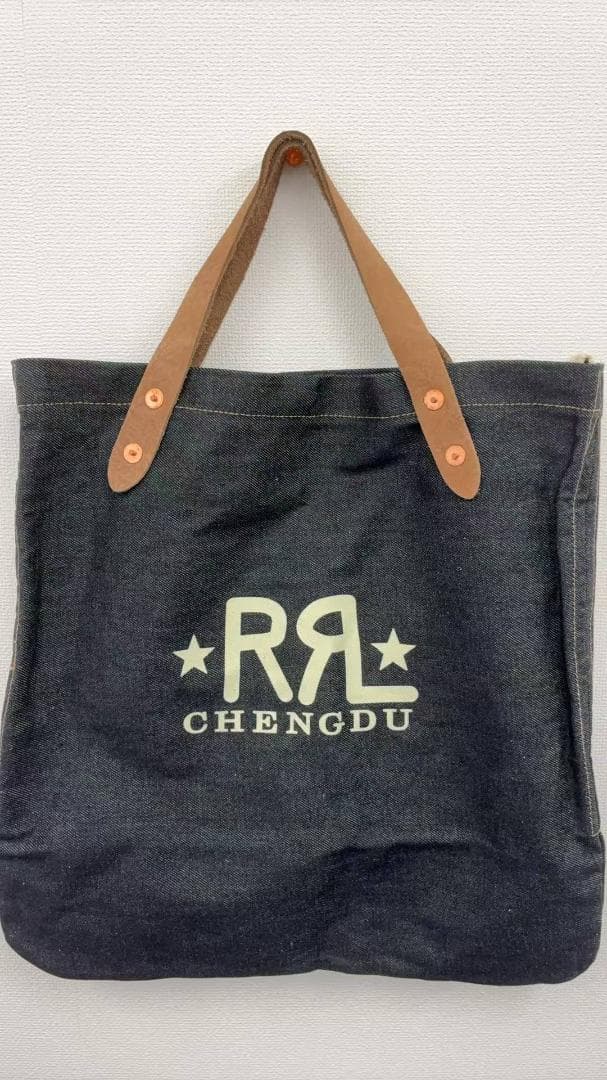 RRL アールエル デニム トートバッグ Leather-Trim Indigo Denim Tote