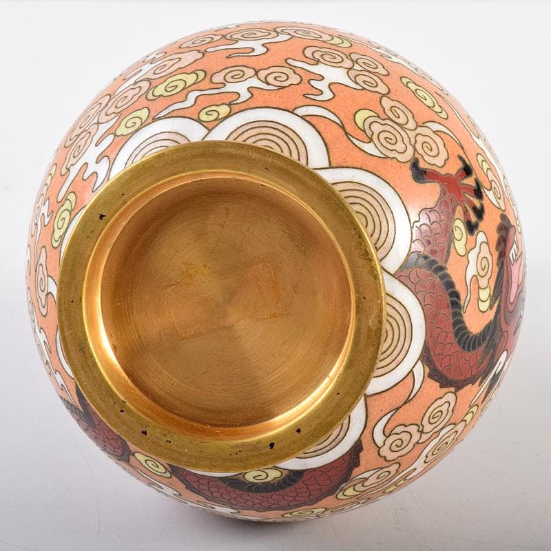 中国 景泰藍 古七宝琺瑯彩 雲竜文 蕾口瓶 共箱 D R7822 - メルカリ